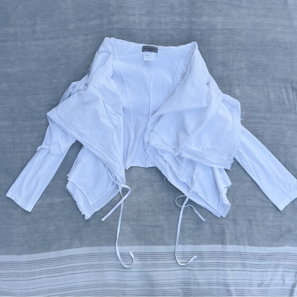 Ivan Grundahl Copenhagen White Cotton Avant-Garde Deconstructed Tie Front Blouse